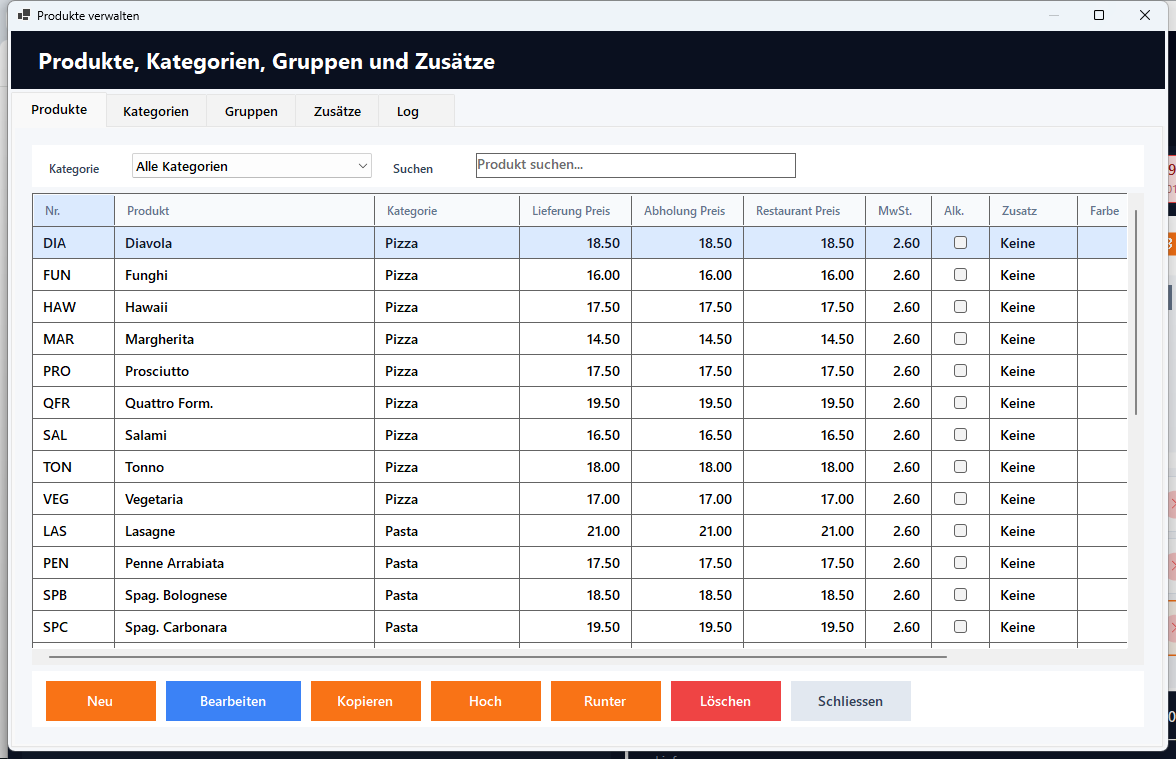 Produkte verwalten